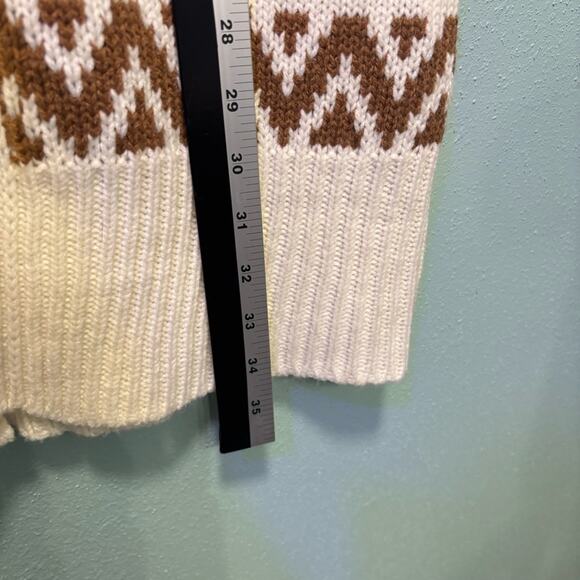 Pink Rose Women's Beige and Brown Geometric Patterned Long Cardigan Size S - Picture 7 of 7